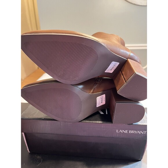 Lane Bryant Brown Inside Zip Block Heel Ankle Booties Boots Sz 9 W - Picture 7 of 10